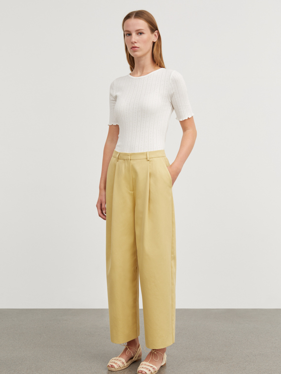 bob trousers skall studio shop online pale yellow made in romania organic cotton pants total