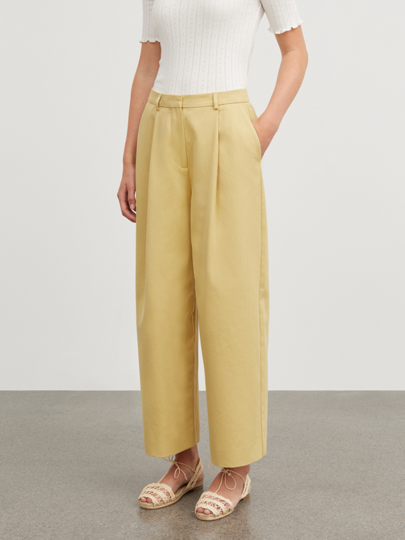 bob trousers skall studio shop online pale yellow made in romania organic cotton pants cover