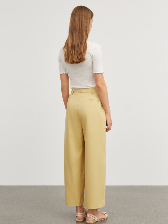 bob trousers skall studio shop online pale yellow made in romania organic cotton pants back