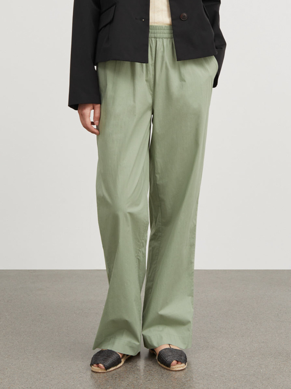 Claudia pants dusty green skall studio shop online organic cotton poplin pants cover
