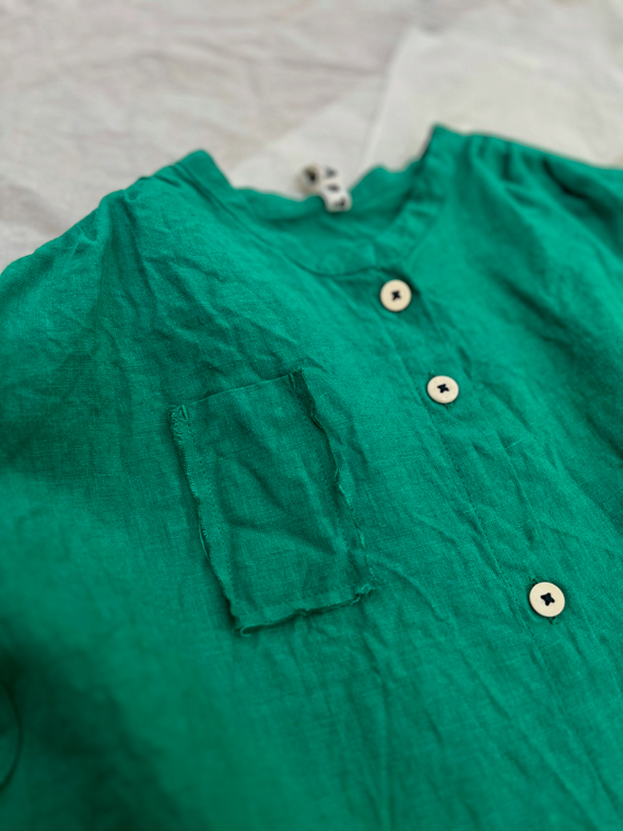 linen shirt romy fant shop online emerald Belgian linen shirt detail