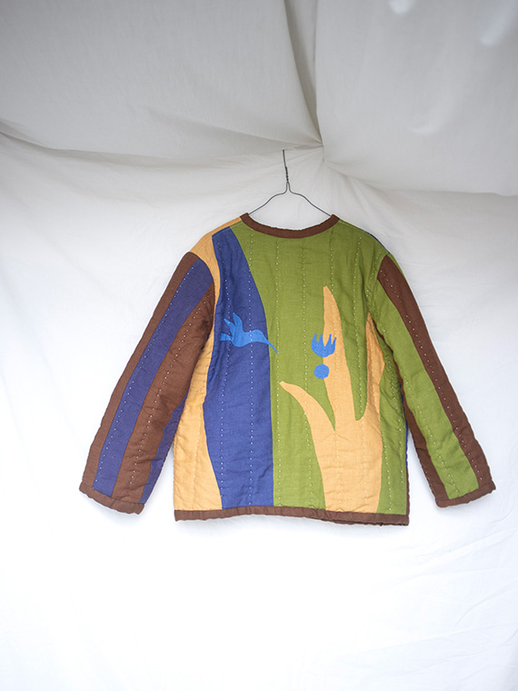 mossom migle sleny Lithuanian artist linen jacket quilt jackets quilt art linen jacket meadow back