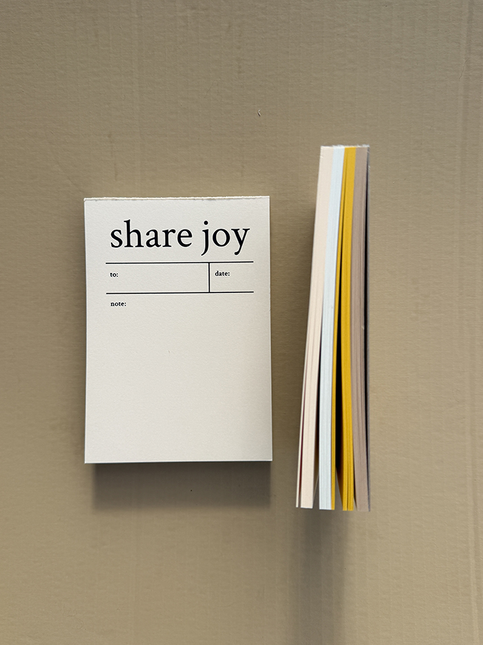 share joy notepad paper notepad wish cards sukha atelier sukha amsterdam sunshine yellow