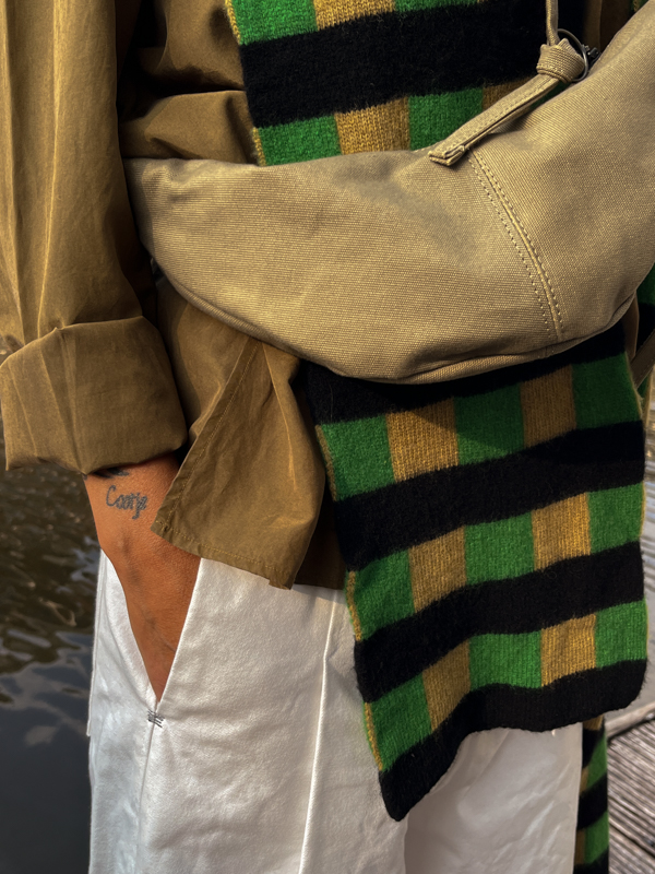 jo gordon pagoda scarf check cumin jo gordon knitwear Trijn