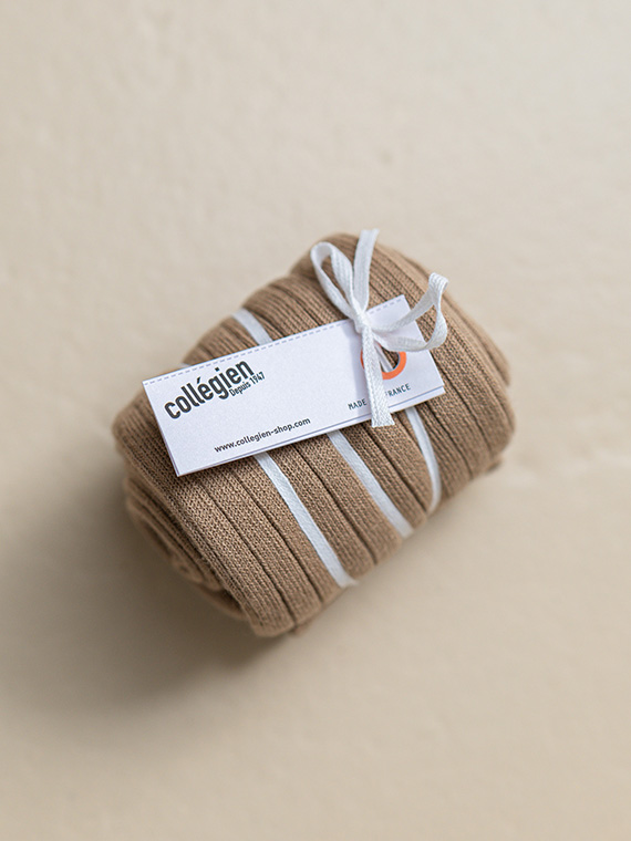 collegien socks cotton sicks rib socks petit taupe French socks
