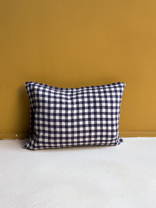 linge particulier blue tartan cushion linen cushion French linen cover