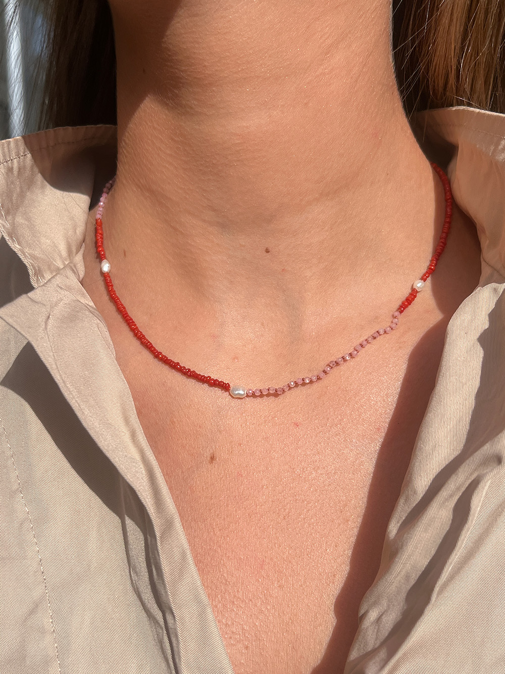 handmade necklace beaded necklace vintage gemstones vintage rose quartz pearl necklace