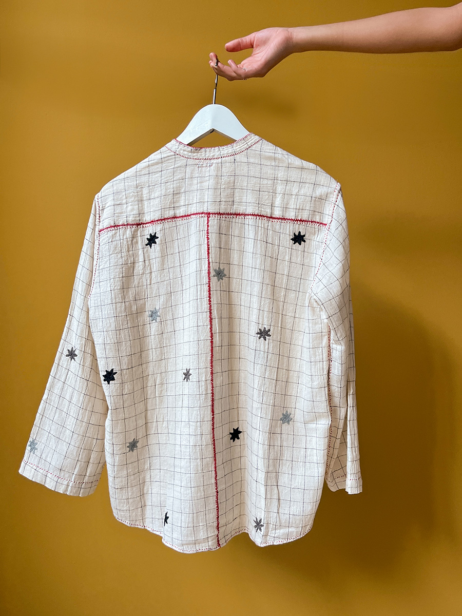 7 patti shirt raasleela Indian shirt handmade shirt embroidery packshot back