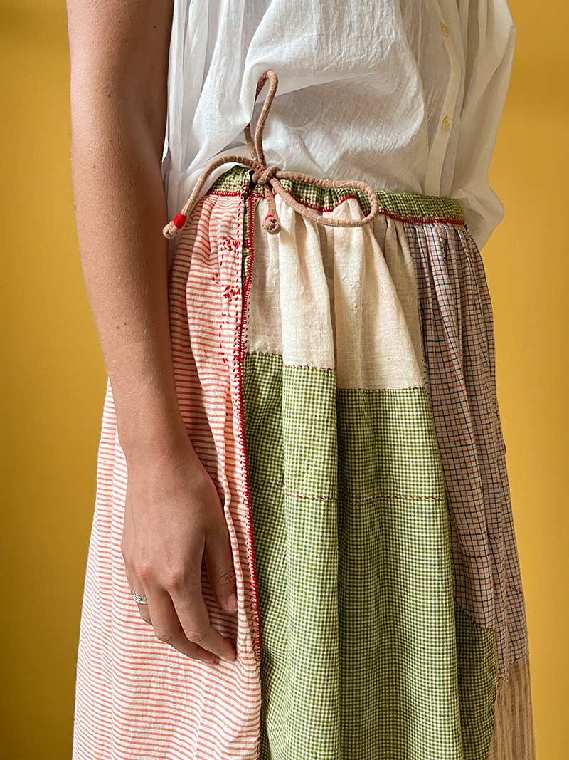 Wabi Sabi hand-sewn cotton skirt raasleela handmade skirt cotton skirt close side 2