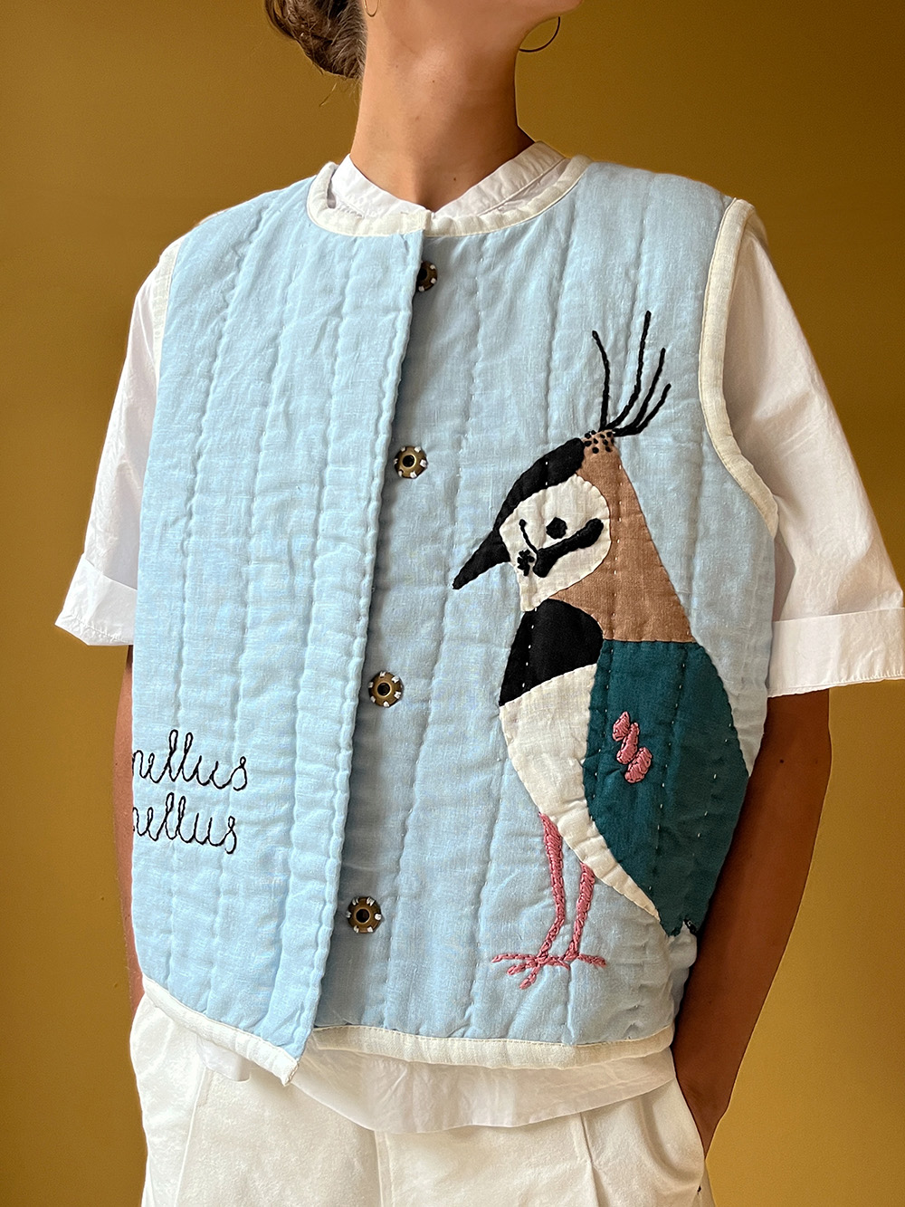 mossom jackets linen jackets quilt vest northern lapwing front