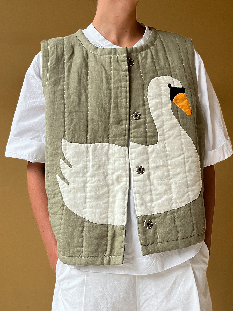 mossom jackets linen jackets quilt vests swan front