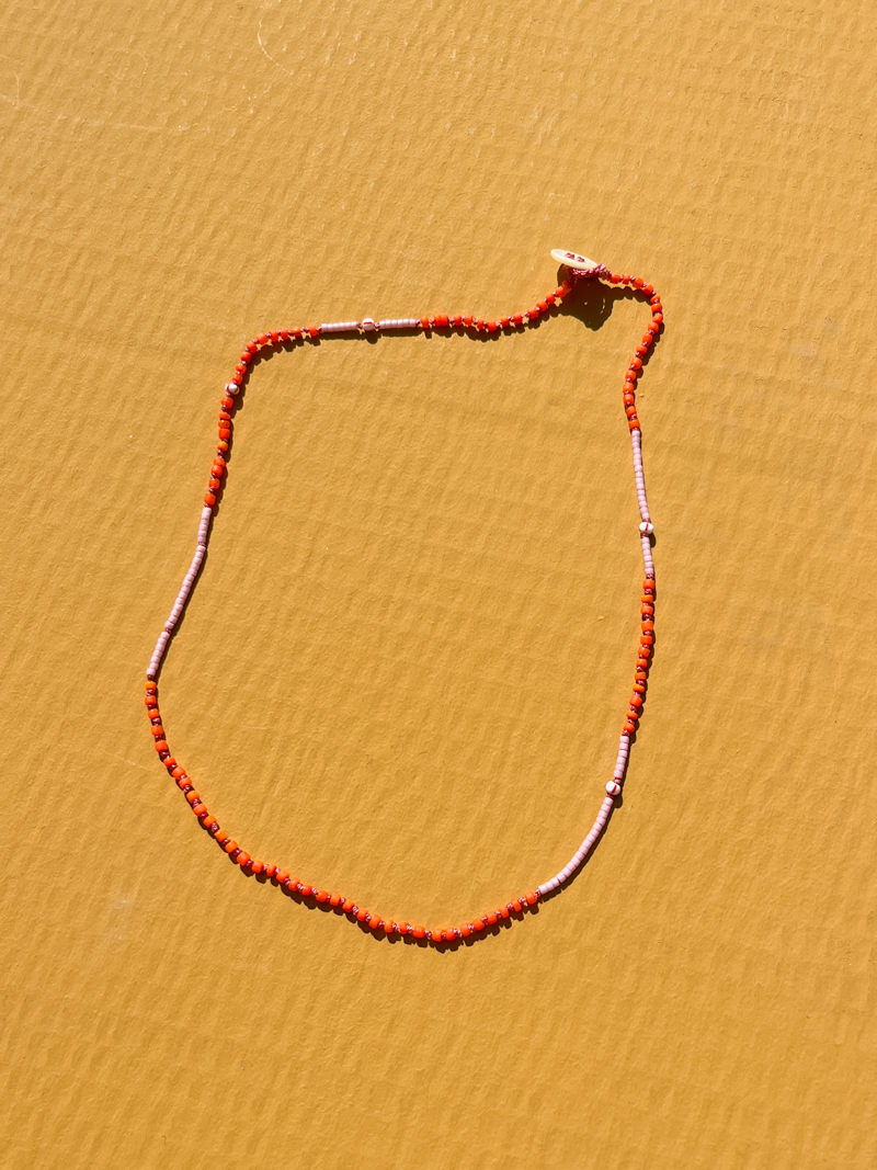 gift store kem jewellery bien handknot jewellery handknot necklace gem necklace glass beads orange