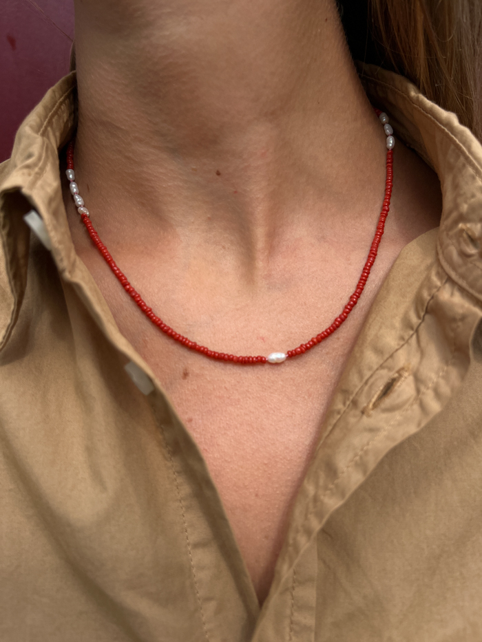 glass beads beaded jewellery vintage beads red model