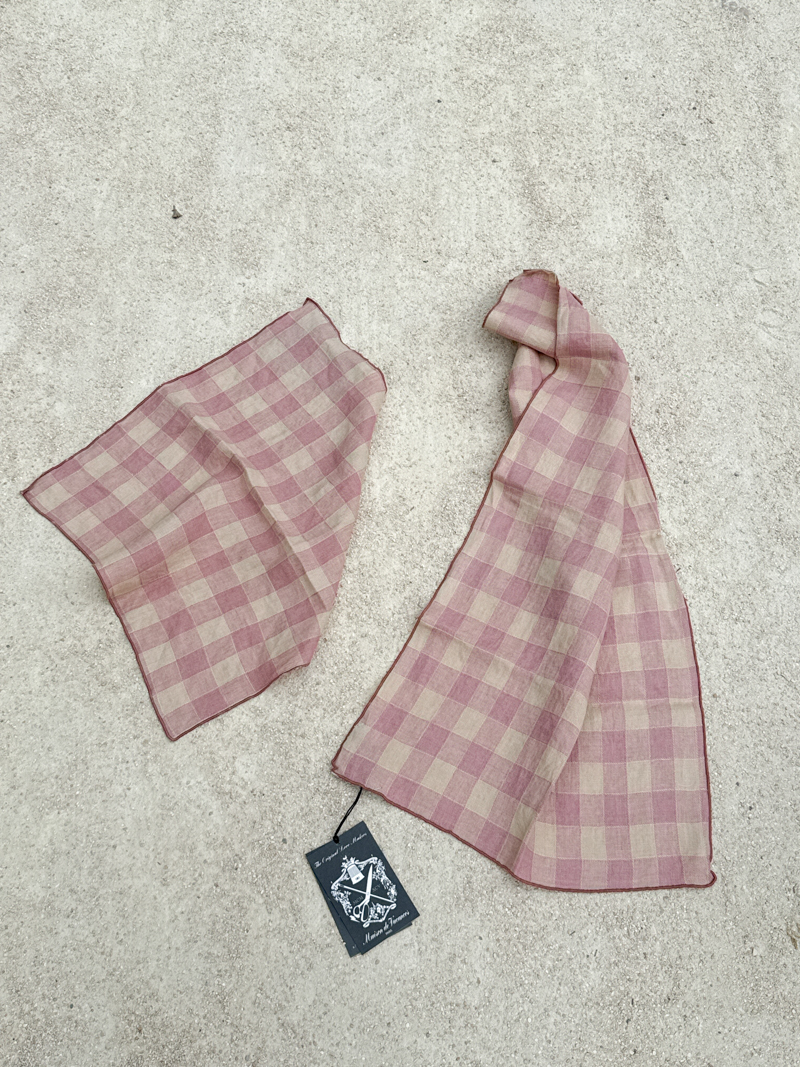 maison de vacances toile vintage vichy bois de rose napkin tea towel cover
