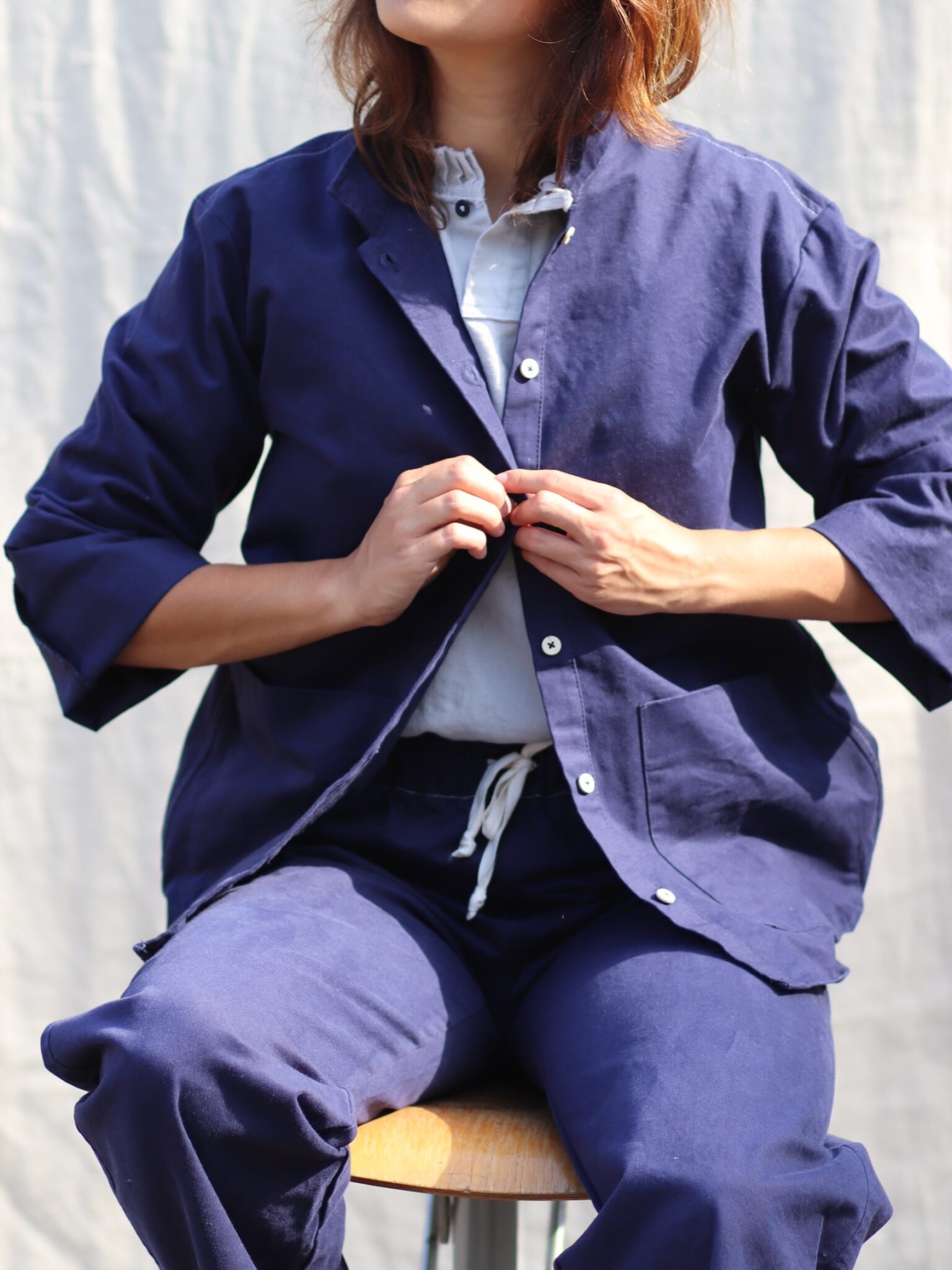 shirt bobby fant midnight blue cotton fant