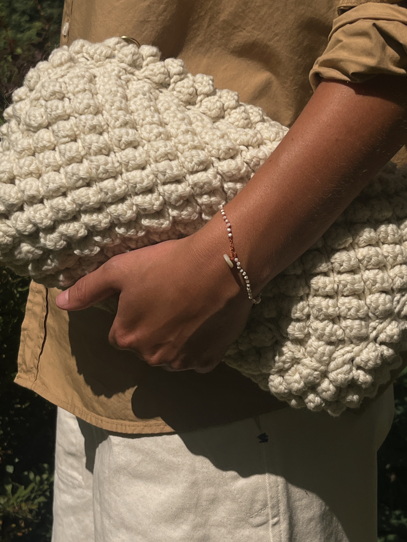 linn clutch pure ecru aiayu llama wool model