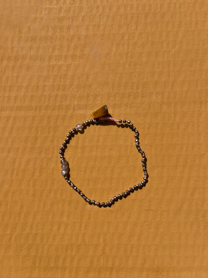 pyrite bracelet hand knot bracelet bien x kem handmade vintage beads