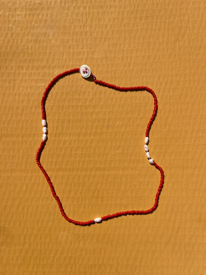 glass beads beaded jewellery vintage beads red