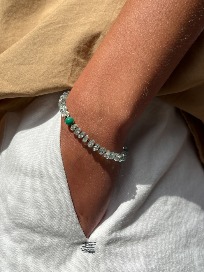 aquamarine bracelet hand knot bracelet bien x kem handmade vintage beads model