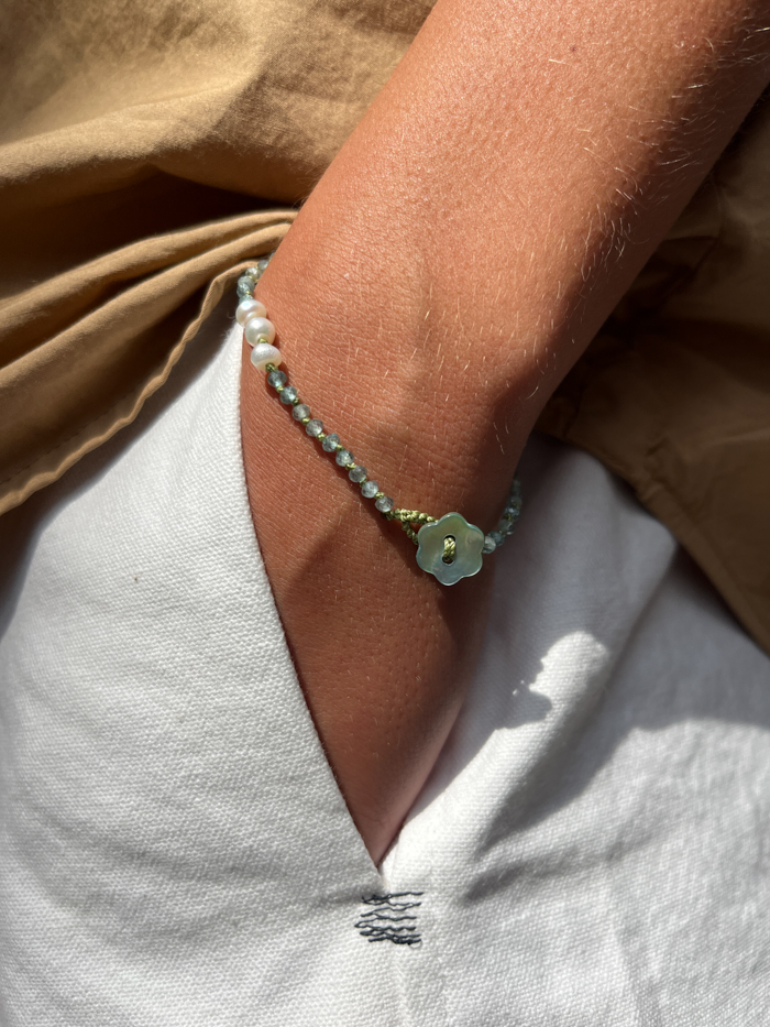 hand knot jewellery hand knot bracelet peridot vintage pearl model