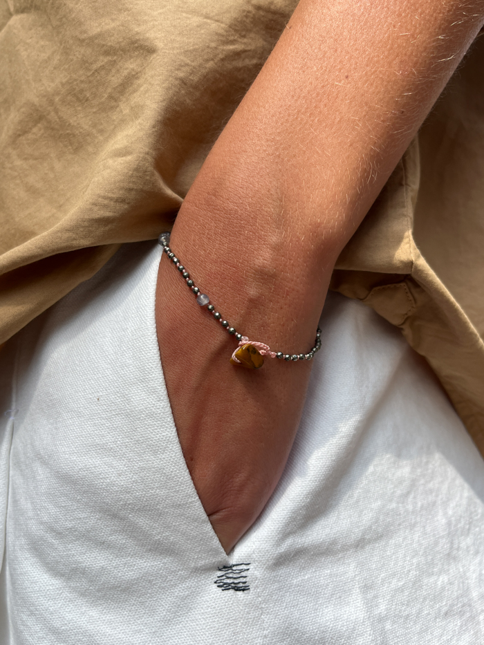 pyrite bracelet hand knot bracelet bien x kem handmade vintage beads model