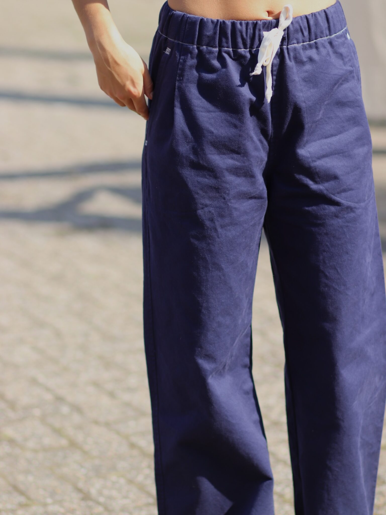stine pants midnight blue canvas organic cotton fant sustainable fashion