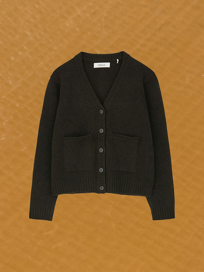 beti cardigan deep brown merino wool skall studio cover