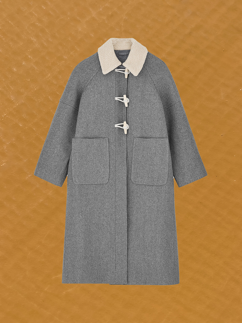bibi duffle coat grey structure recycled wool skall studio packshot