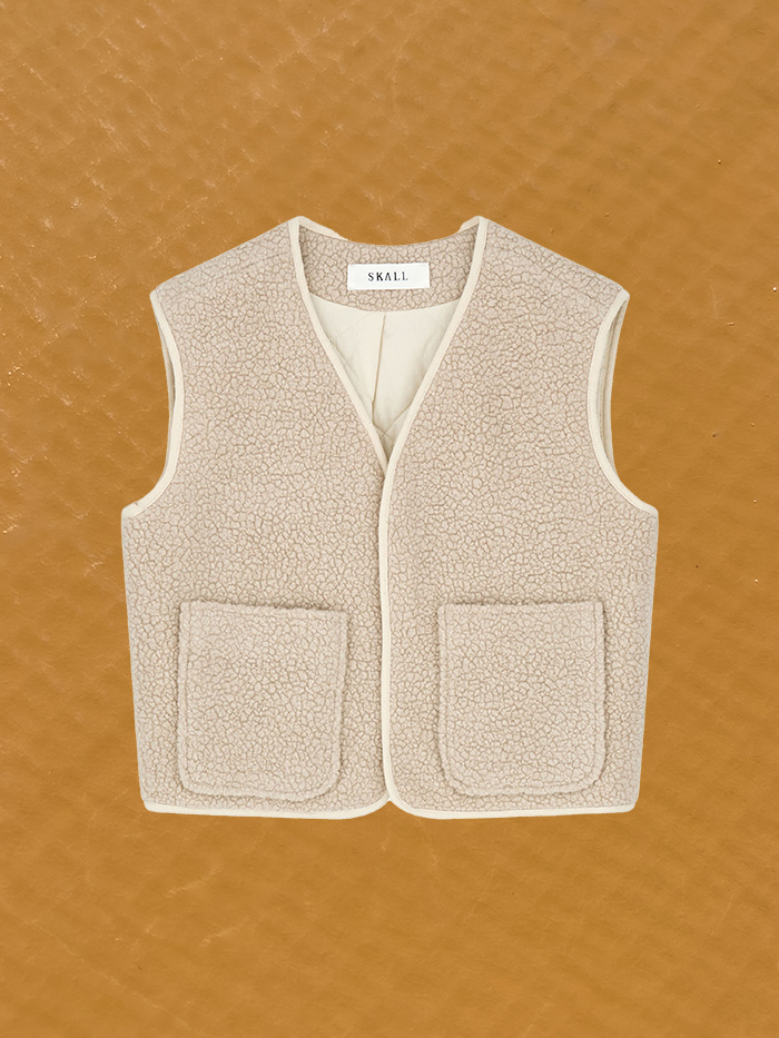 birley vest recycled wool ecru skall studio packshot