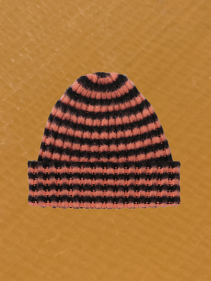 brushed narrow stripe hat lambswool jo gordon black & plaster packshot