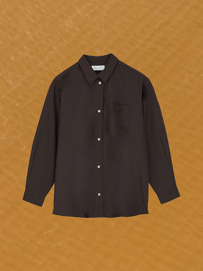 edgar shirt dark brown poplin cotton gots certified skall studio cover