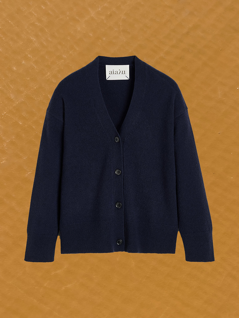 pure cashmere | Black Blue Cardigan aiayu Flora cardigan packshot cover