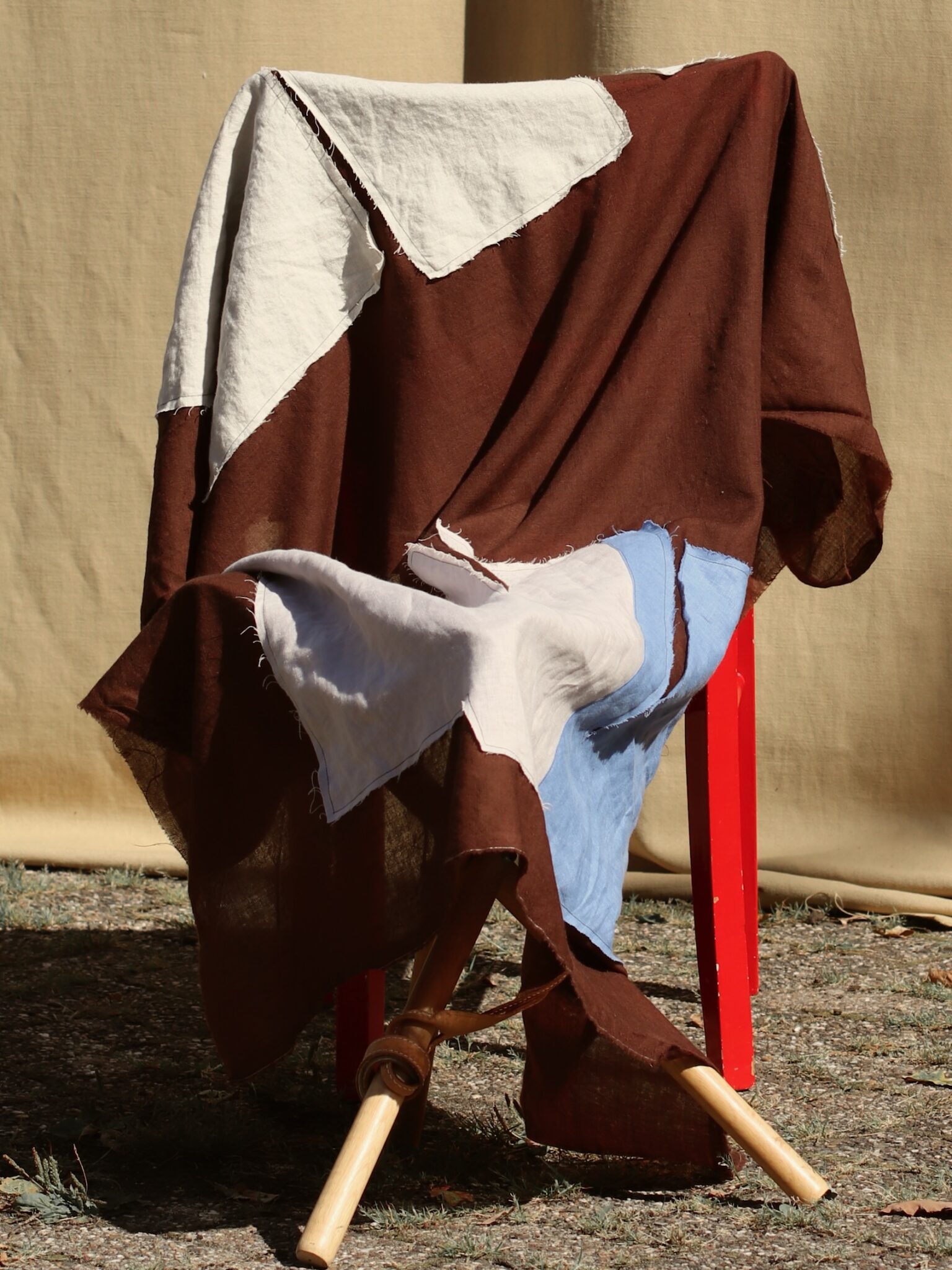 sevtap scarf linen wool patches fant chocolat