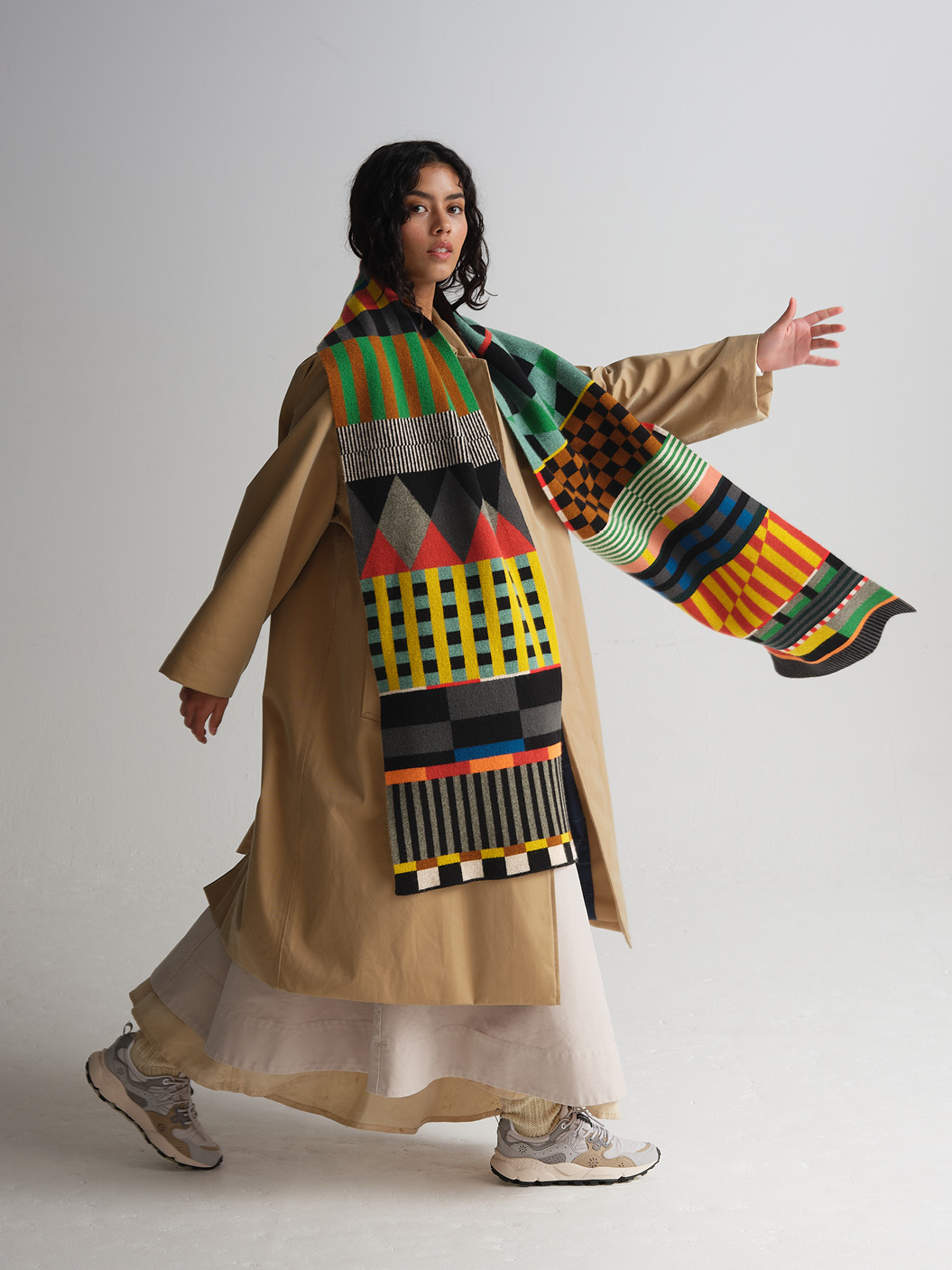 jo gordon lamb wool scarflarge geometric multicolor