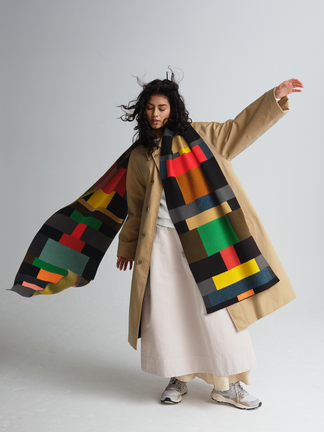 jo gordon lamb wool scarf large colourblock column