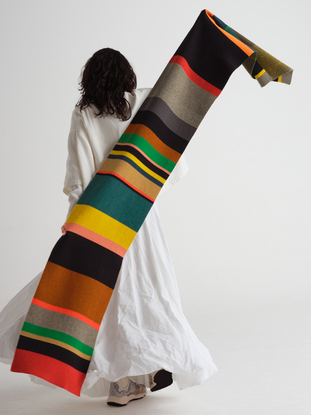 jo gordon lamb wool scarf large uneven stripe multicolour