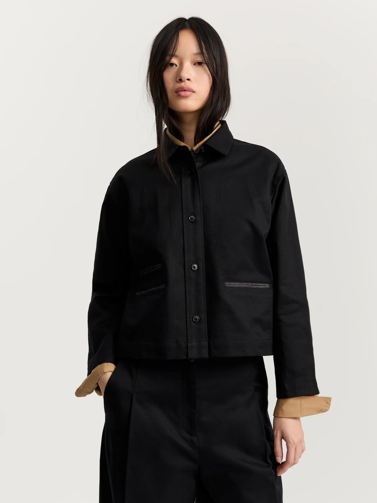 Lela shirt twill black organic cotton aiayu