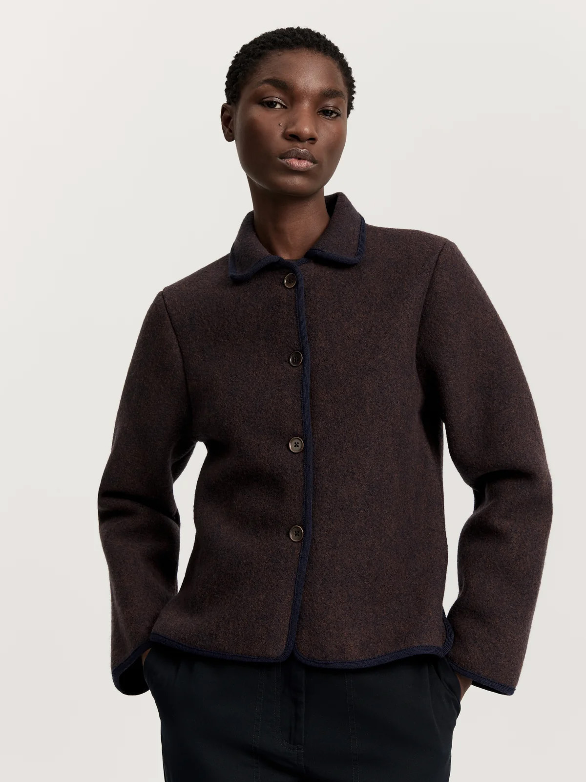 Mayra Jacket navy melange pure merino wool aiayu cover