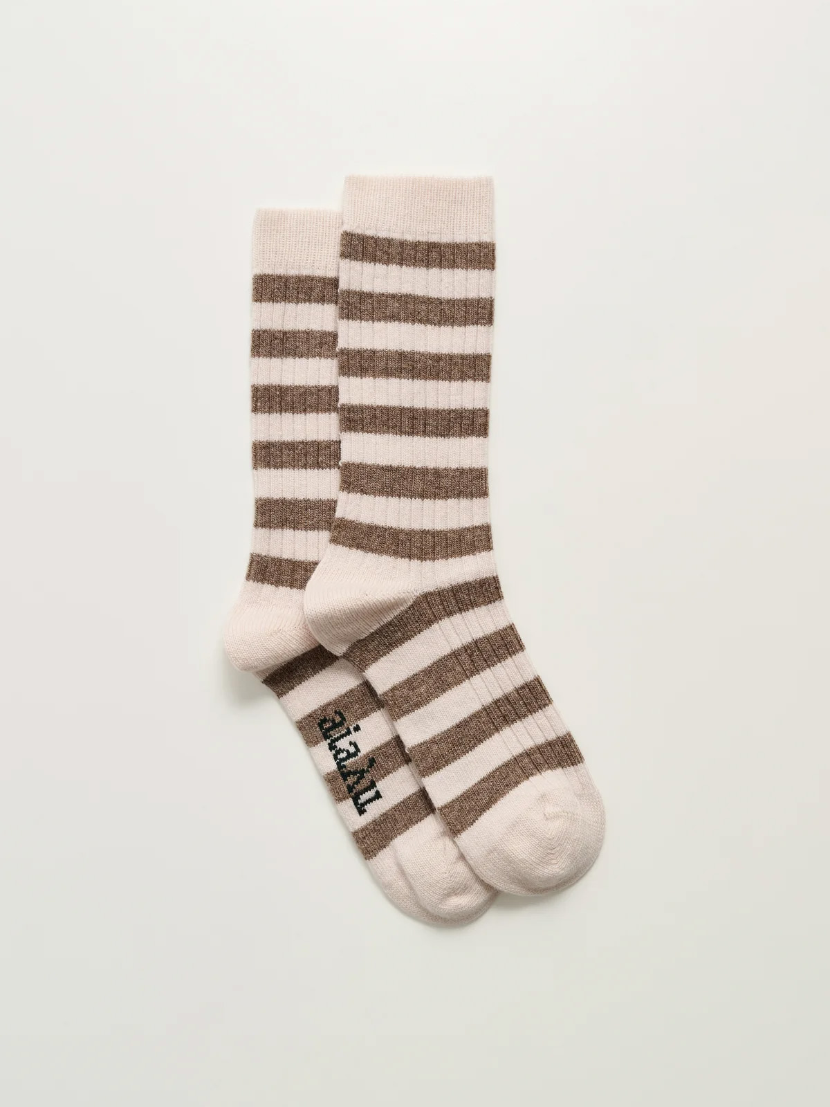 striped cashmere socks aiayu mix beige mix grey