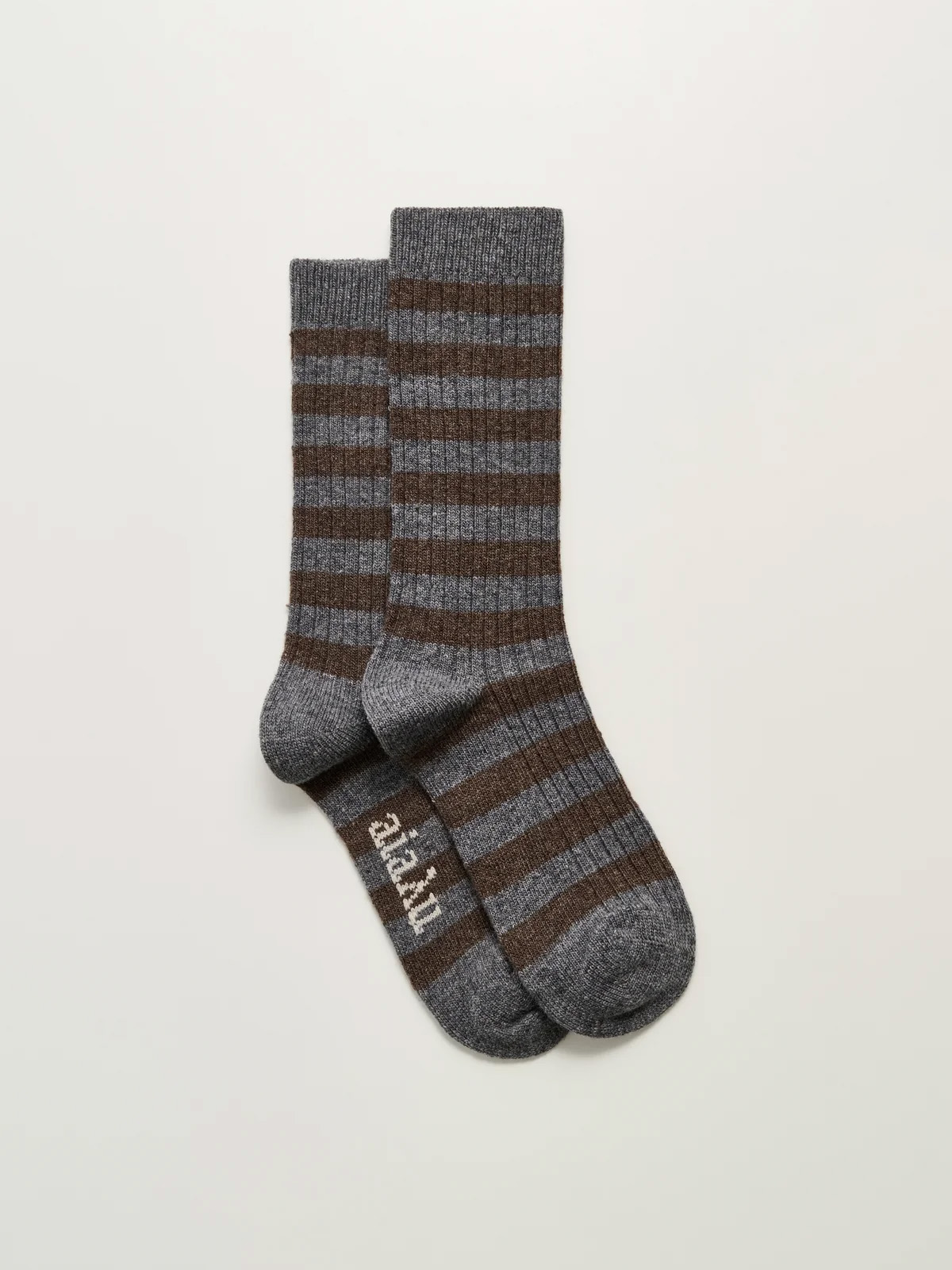 striped cashmere socks aiayu mix beige mix grey