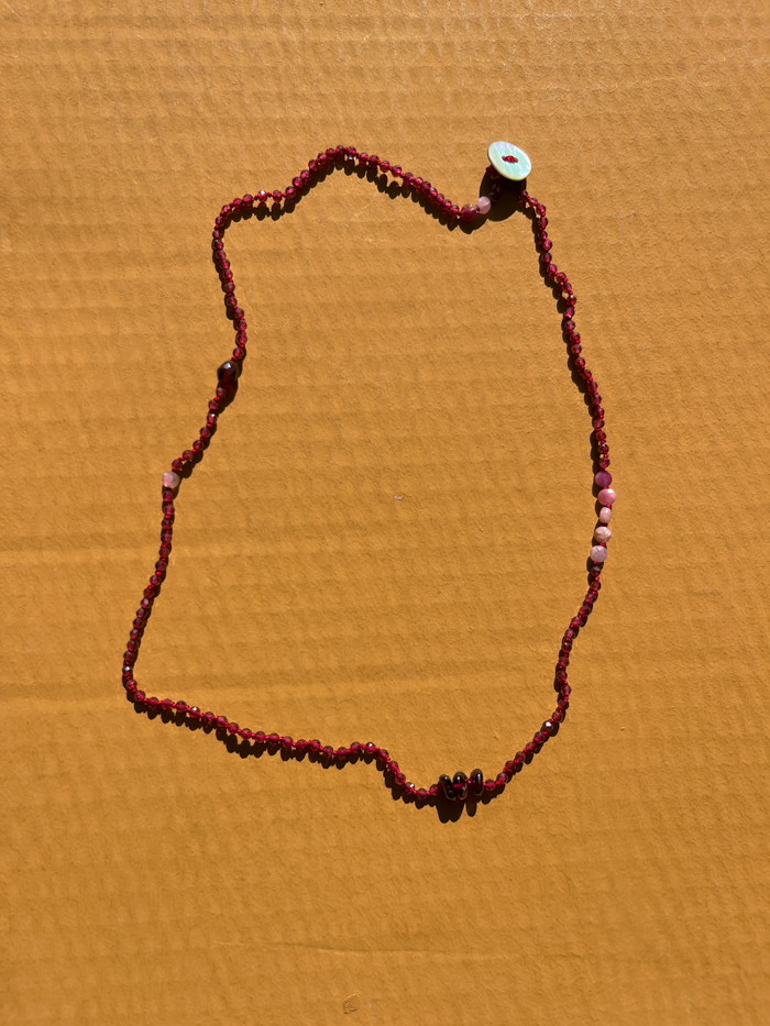 garnet tourmaline hand knot jewellery gemstones vintage kem x bien necklace