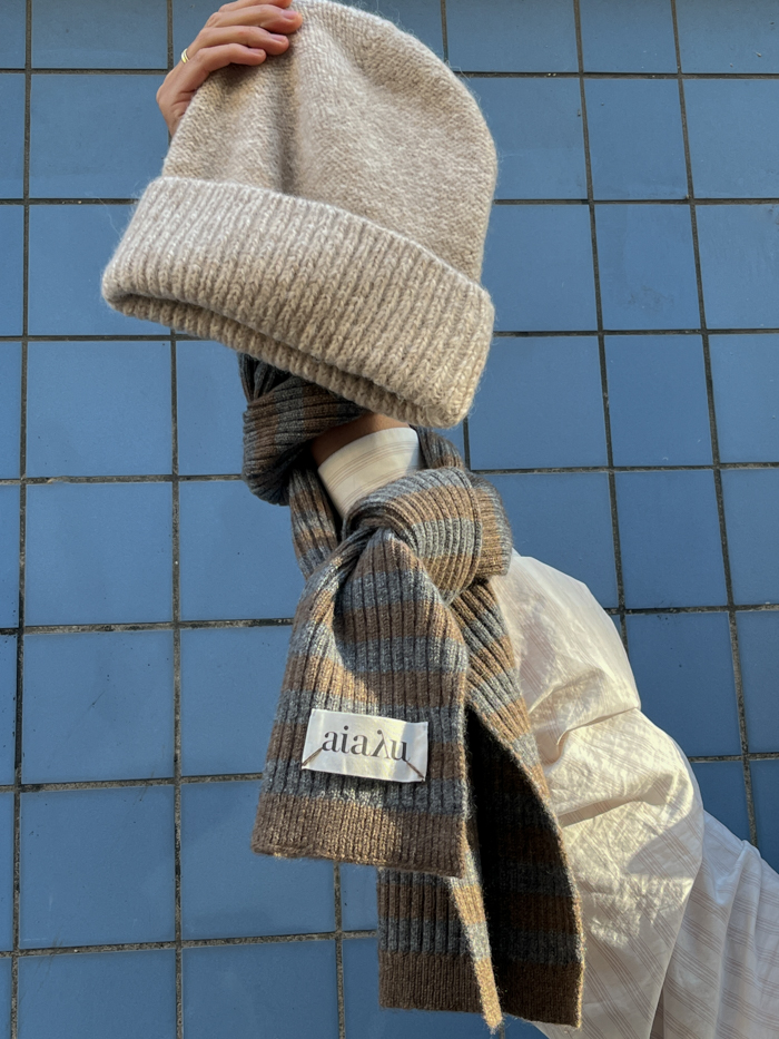baby unisex beanie pure beige llama wool aiayu sukha image
