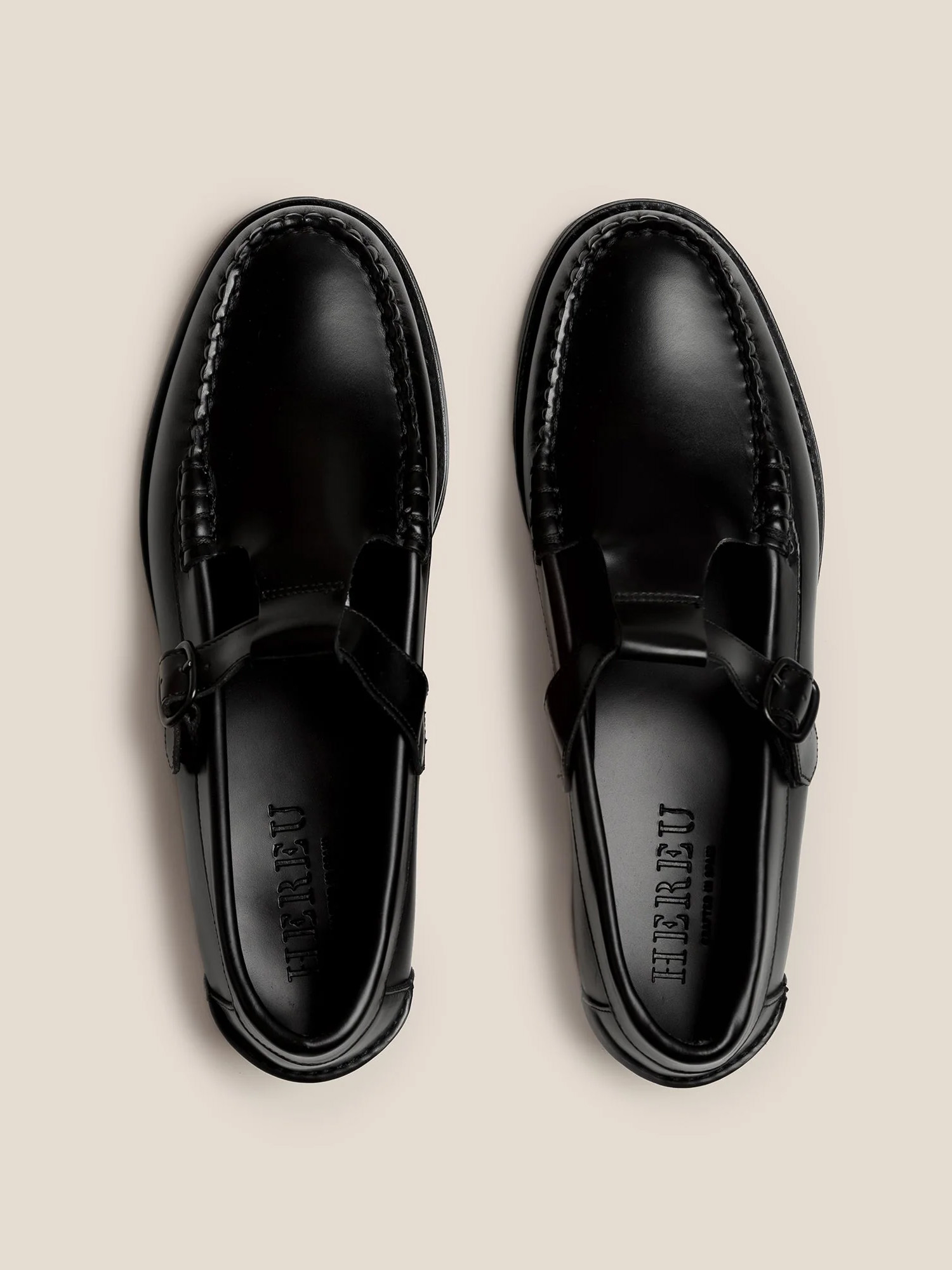 t-bar loafer hereu calf leather spain black craftsmanship handmade moccasin
