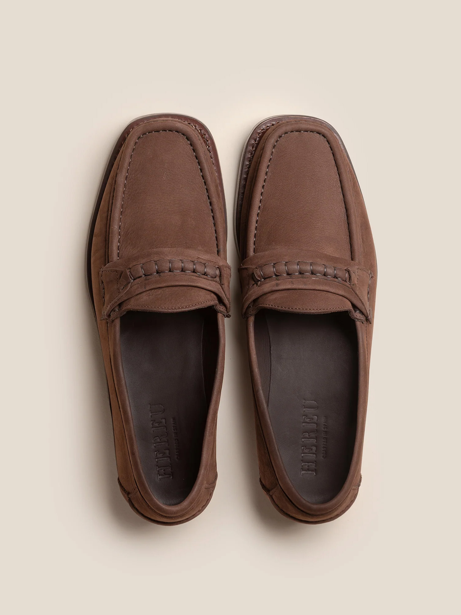 BORADA BORDÓN NOBUCK brown calf leather hereu craftsmanship handmade moccasin