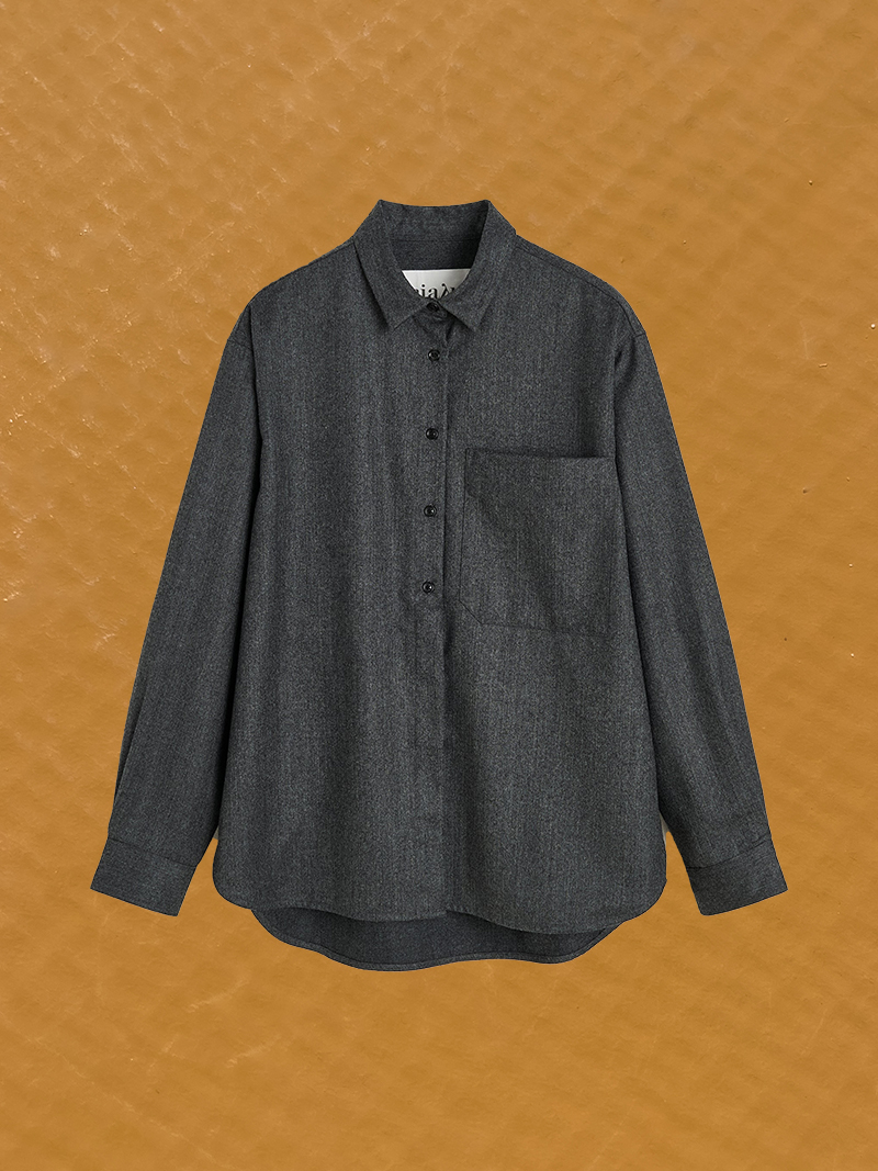 Lynette shirt fine wool dark grey aiayu shop online cover