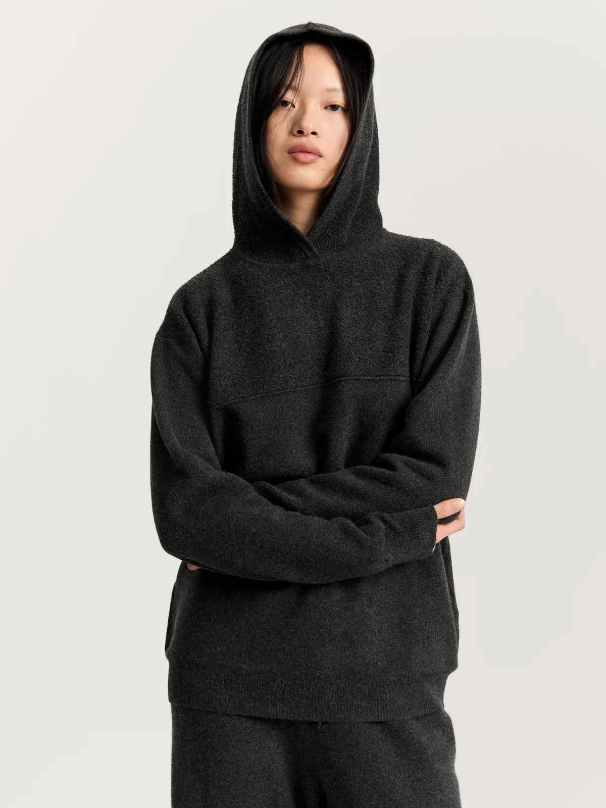 vargas wool antracite knitted cashmere hoodie aiayu