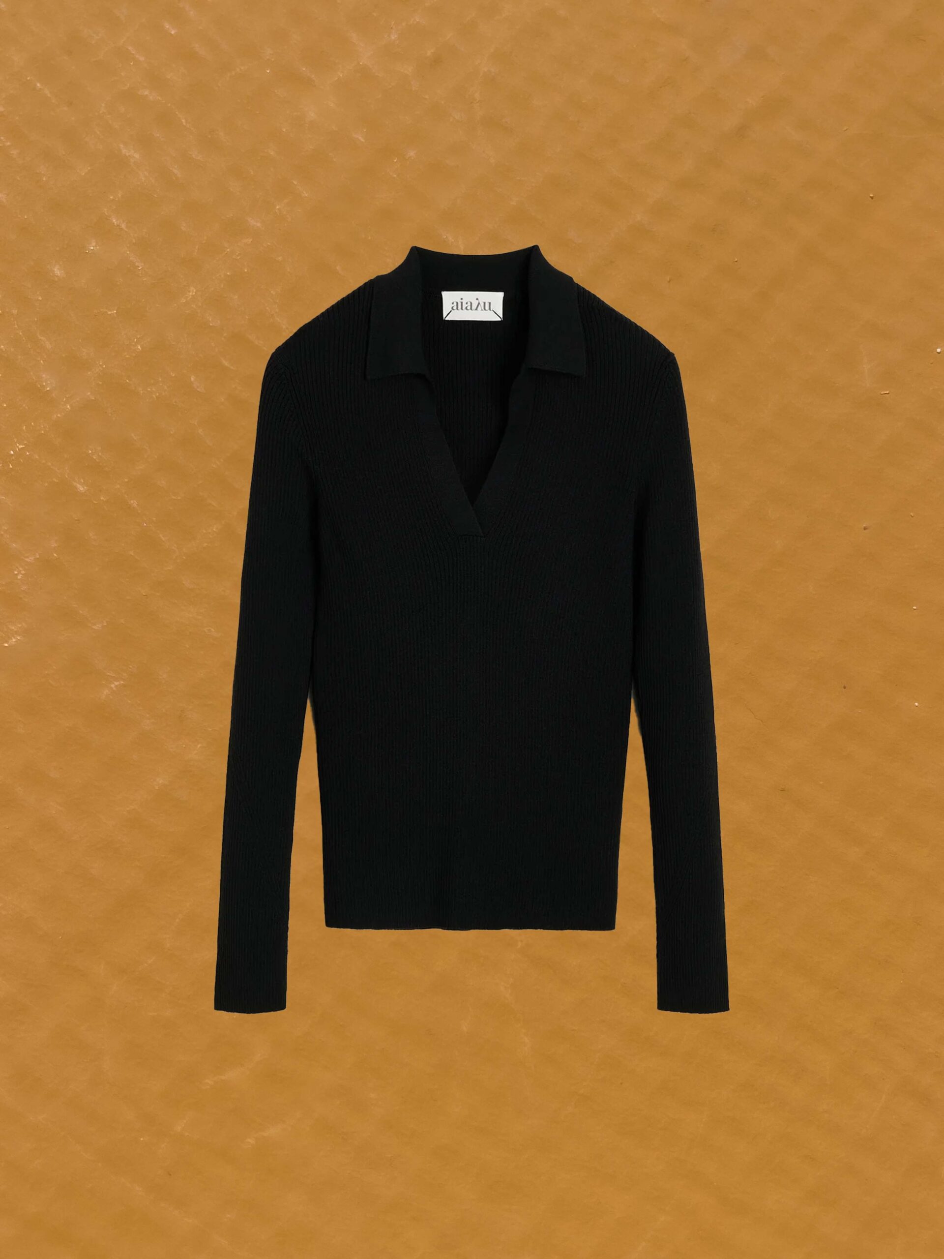 noa polo blouse merino wool black aiayu shop online cover