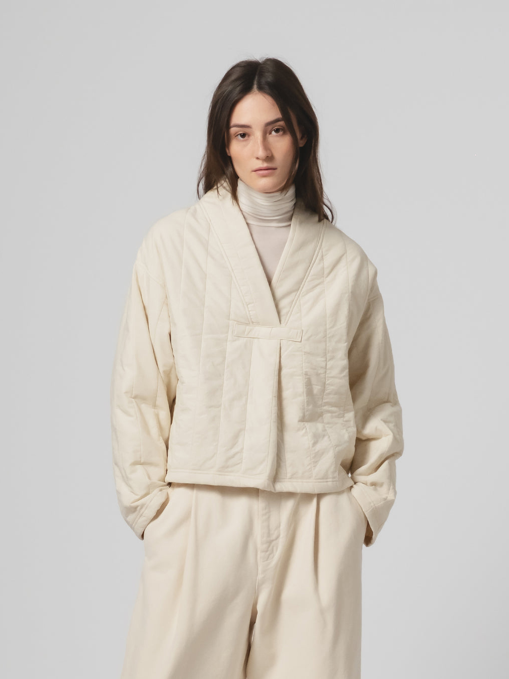 G.O.D TOKU SWEATER QUILTED COTTON ECRU girls of dust shop online close