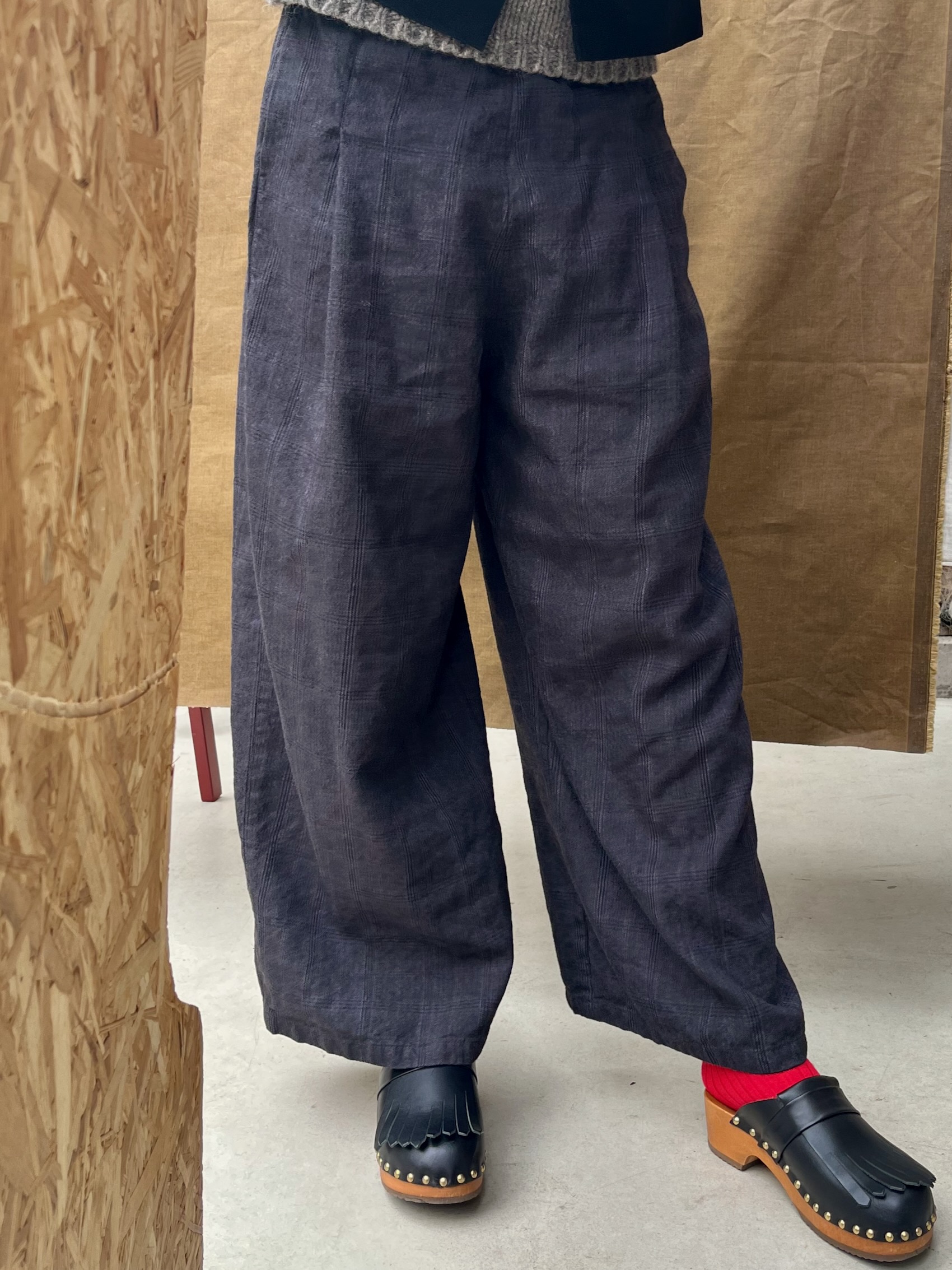 pippa check linen wool trousers pants cropped ankle length fant the netherlands