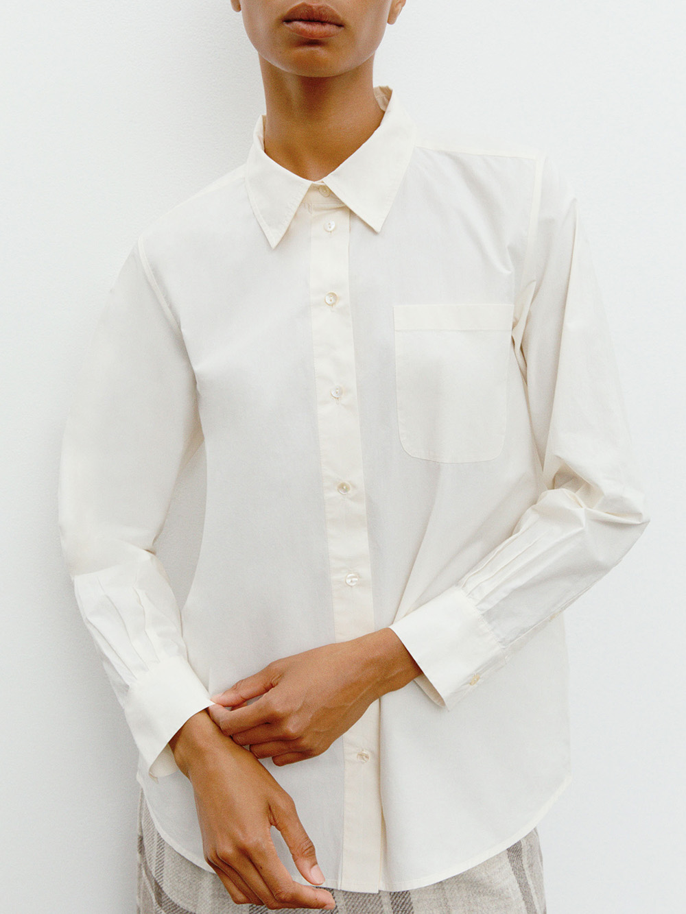 nicci shirt ivory cotton poplin gots india skall studio denmark